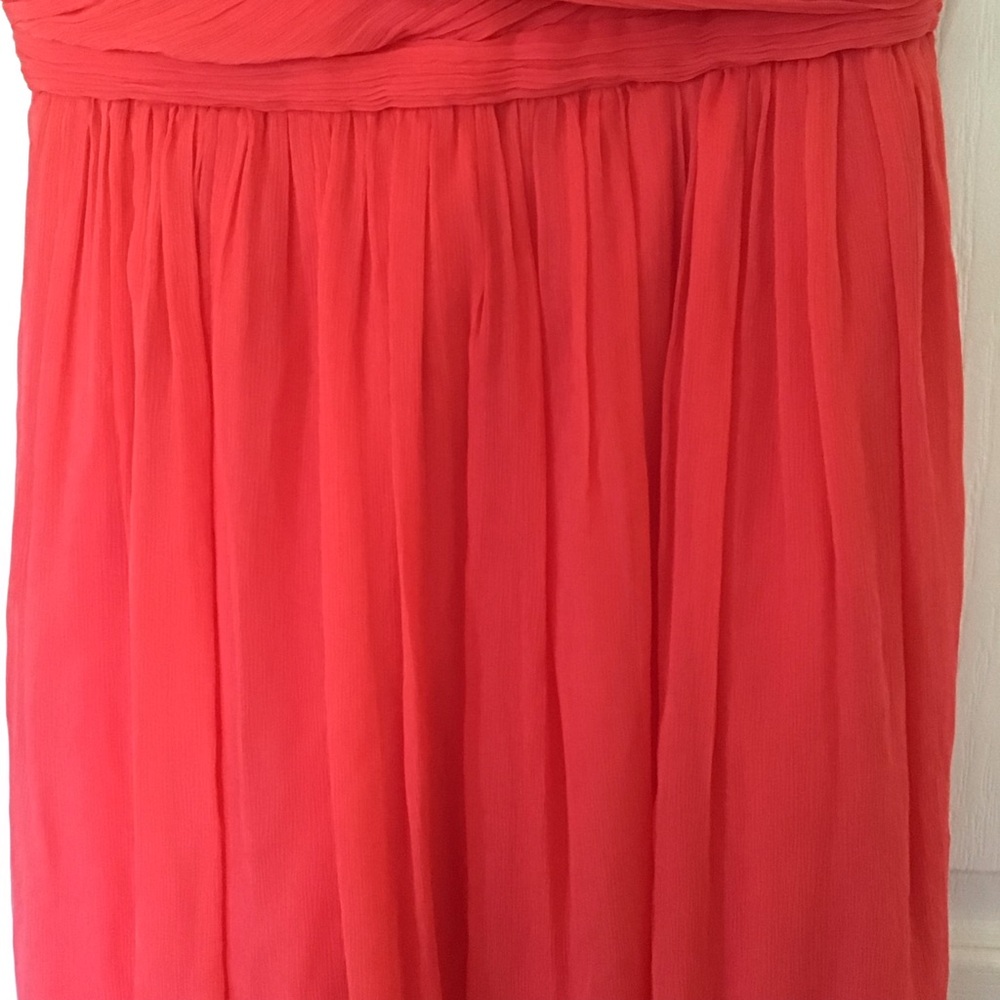 J. Crew silk chiffon orange pleated dress Sz 6 - Picture 3 of 6